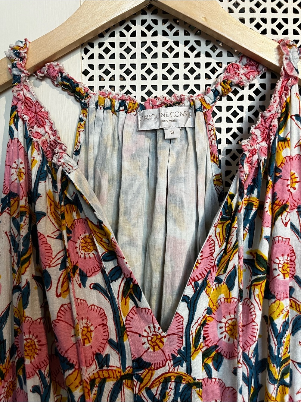 Caroline Constas Pink Floral Tiered Sleeveless Maxi Dress Sz small - Picture 3 of 11